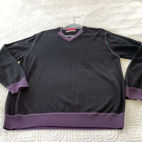 Luchiano Visconti gray purple sweater mens Large Italian merino Wool - Picture 8 of 9